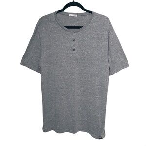 Threads 4 Thought Gray Round Neck Henley Short Sleeve Tee T Shirt